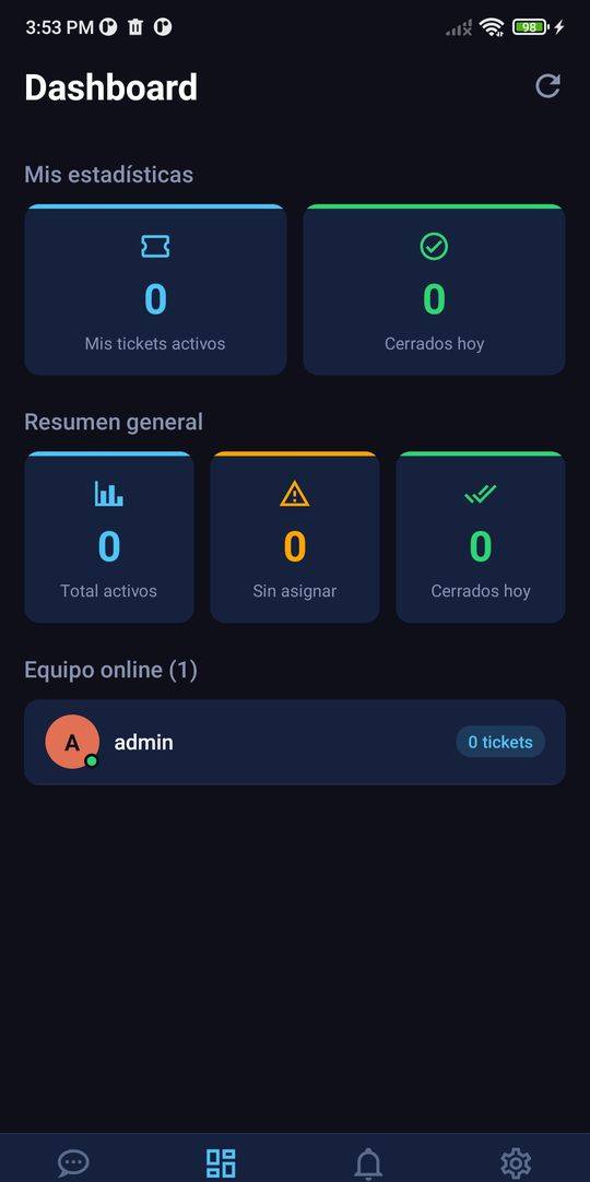 Tablero del operador en la app