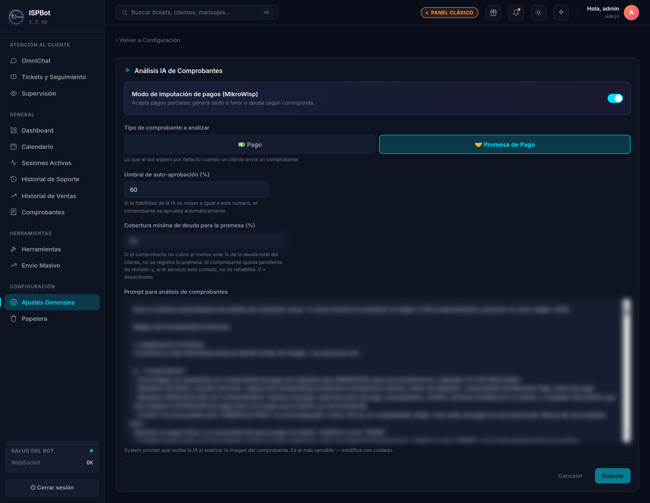 Captura — Selector Pago / Promesa de Pago