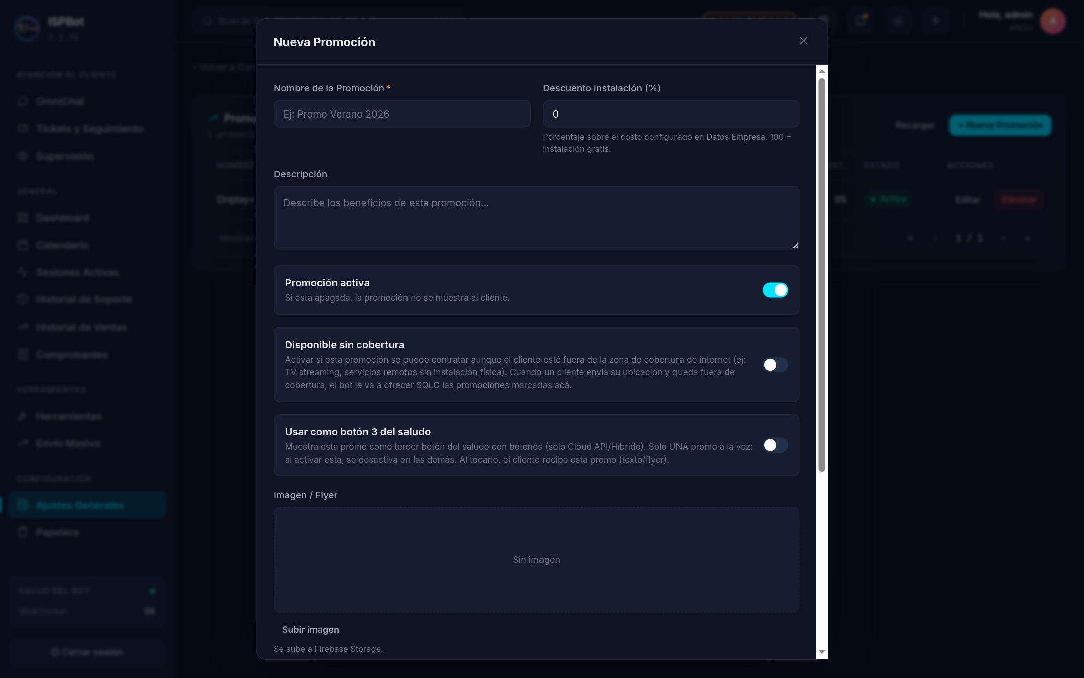 Captura — Formulario de nueva promoción