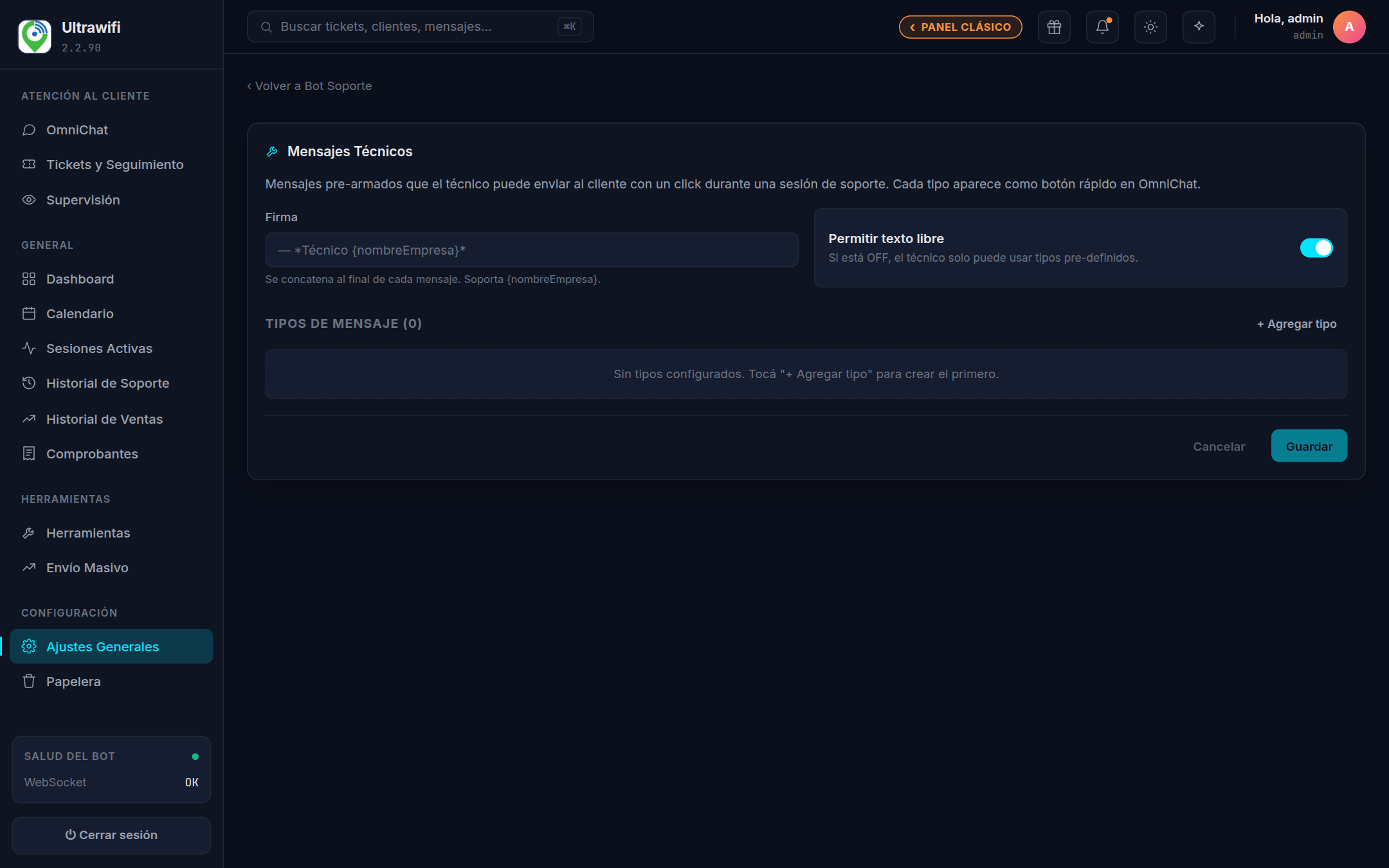 Captura — Campo Firma y el interruptor Permitir texto libre