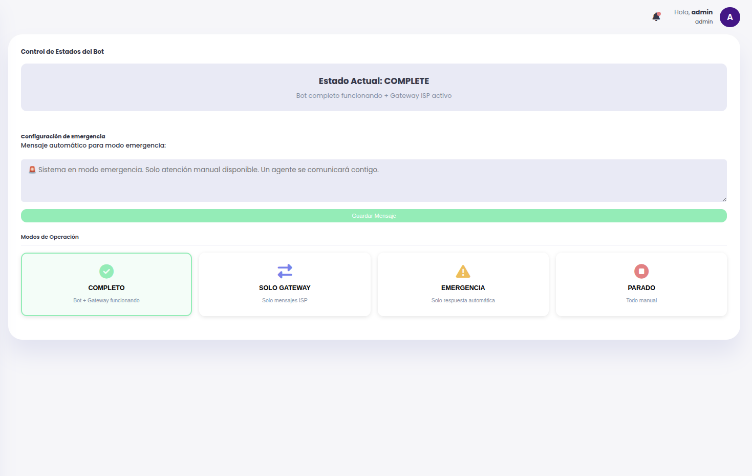 Panel de Control de Estados del Bot